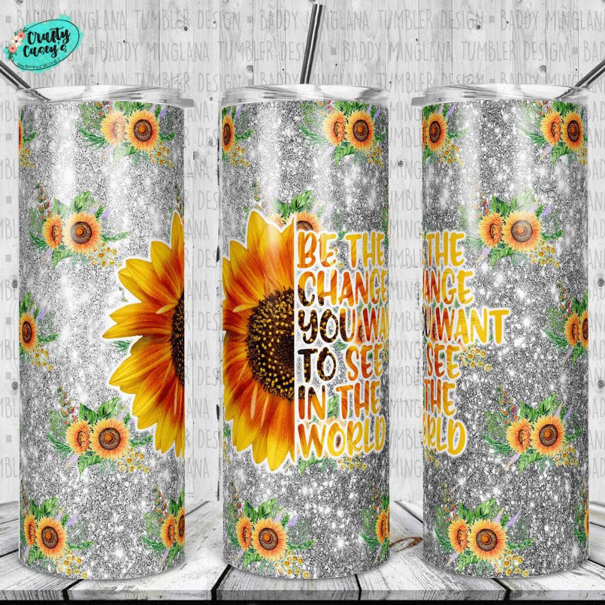 Honey Bee and Sunflowers 20 oz Stainless Steel Skinny Tumbler Sublimation