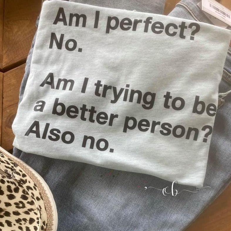 Am I Perfect? No. Am I Trying To Be A Perfect Person ? Also No. Tee Crafty Casey's