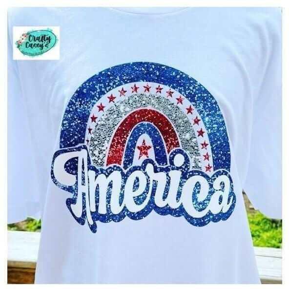 America White Rainbow-Vintage-Patriotic-T-shirt