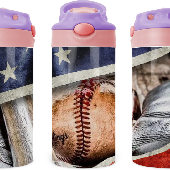 American Baseball 12 oz Water Bottle Flip Top