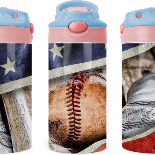 American Baseball 12 oz Water Bottle Flip Top