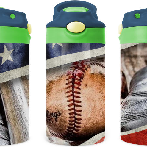 American Baseball 12 oz Water Bottle Flip Top