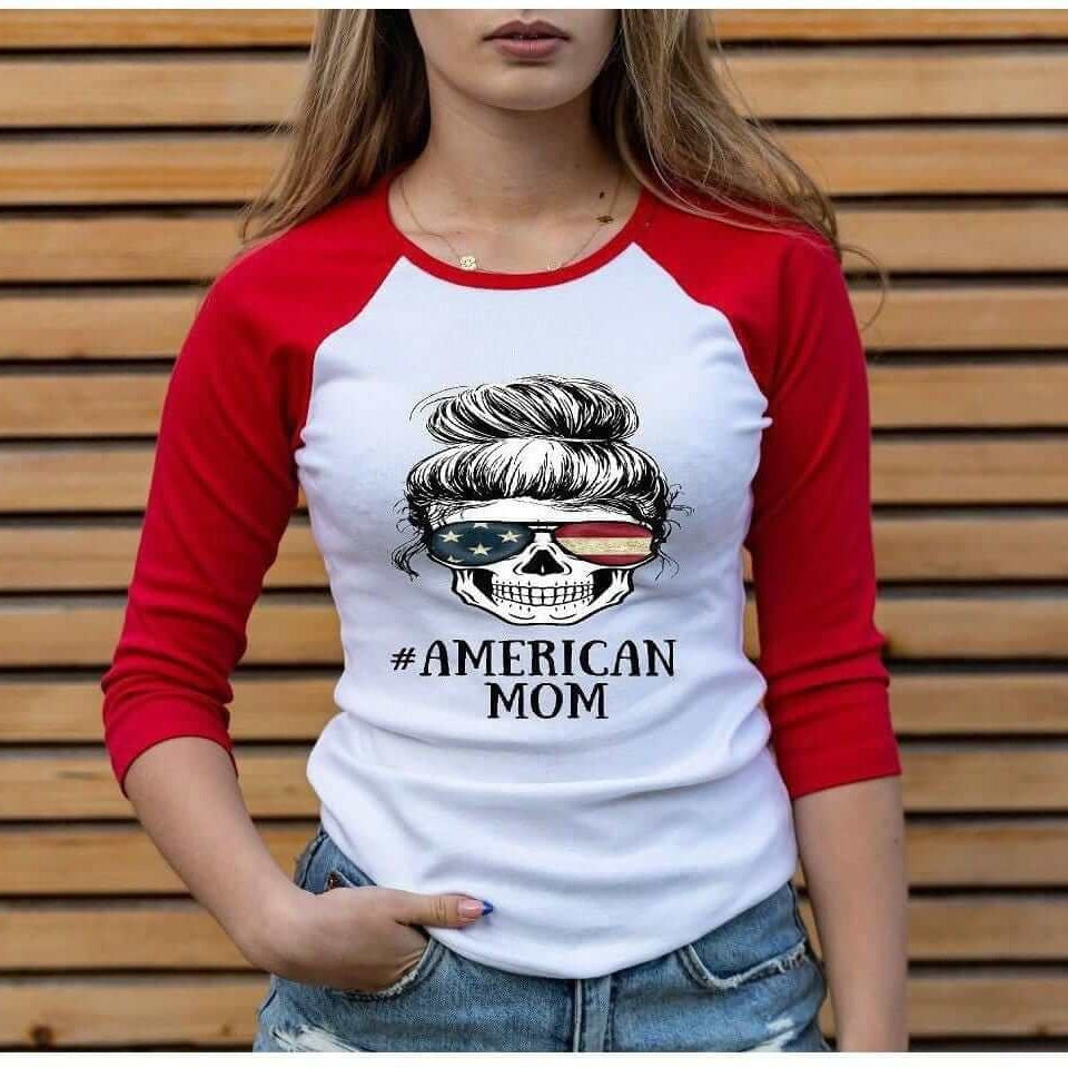 American Mom Skull - Graphic Raglan
