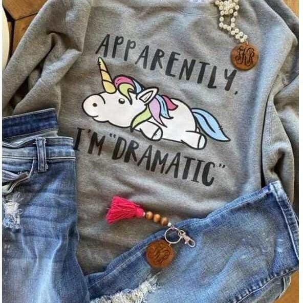 Apparently I'm Dramatic Funny Chubby Unicorn - Bella Canvas Unisex Sweatshirt Crafty Casey's