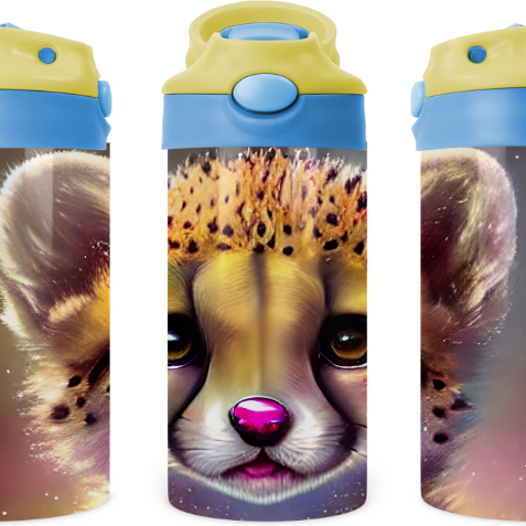 Cat & Fish Cute Kids 12 oz Water Bottle Flip Top