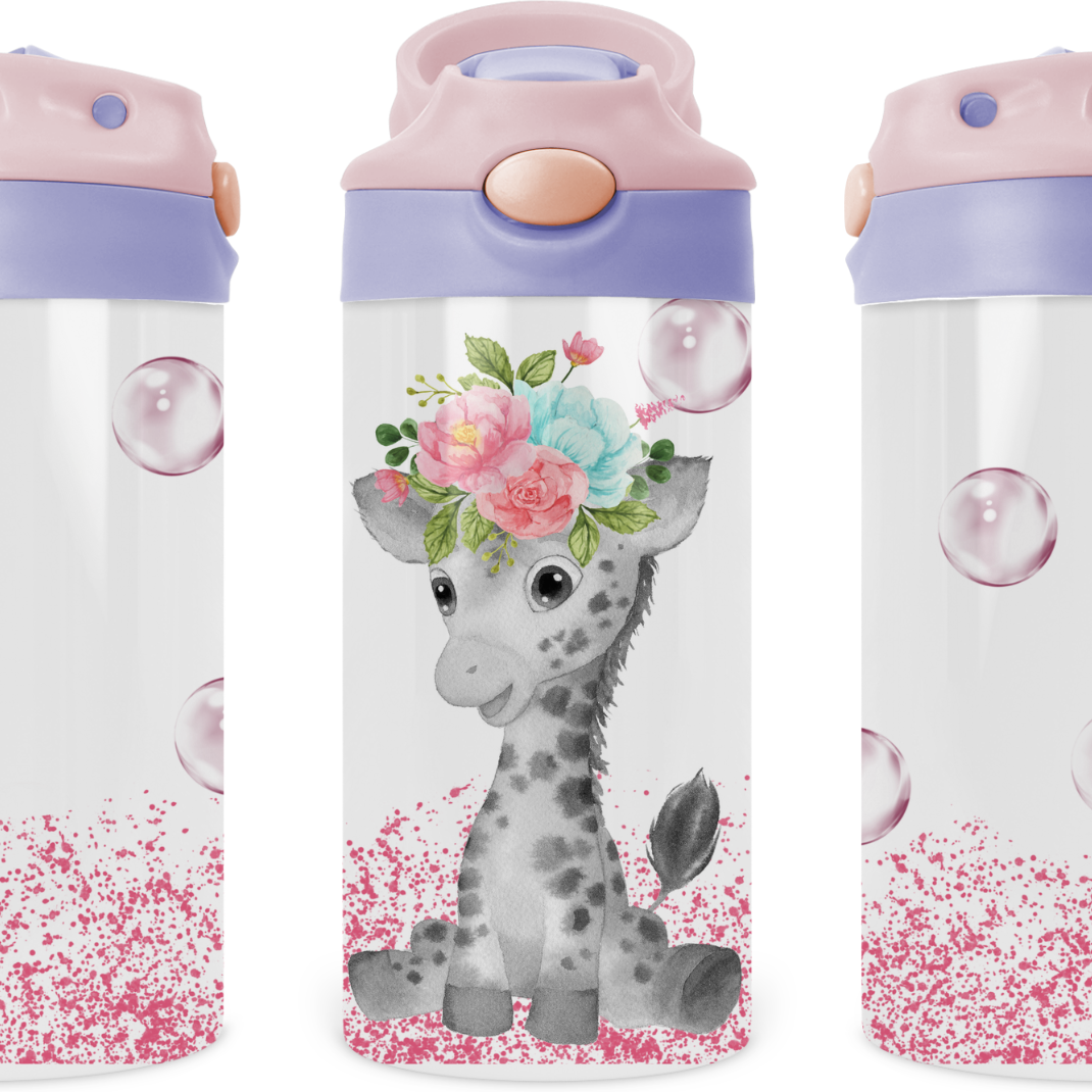 Baby Giraffe Kids 12 oz Water Bottle Flip Top