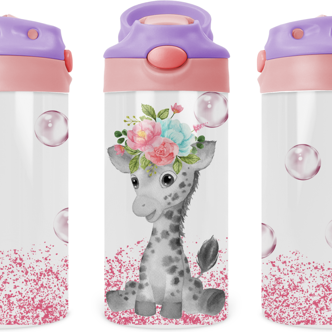 Baby Giraffe Kids 12 oz Water Bottle Flip Top