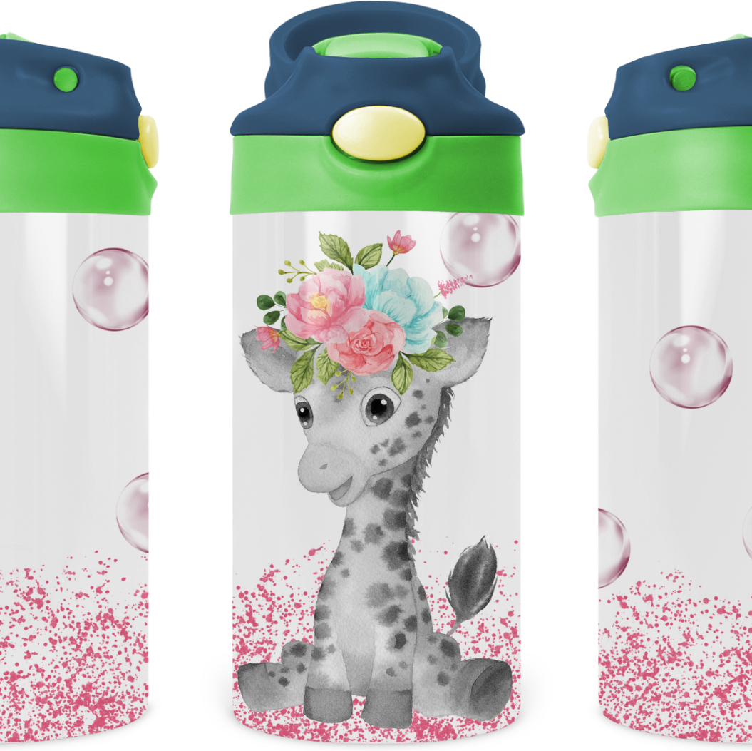 Baby Giraffe Kids 12 oz Water Bottle Flip Top