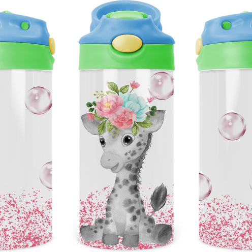Baby Giraffe Kids 12 oz Water Bottle Flip Top