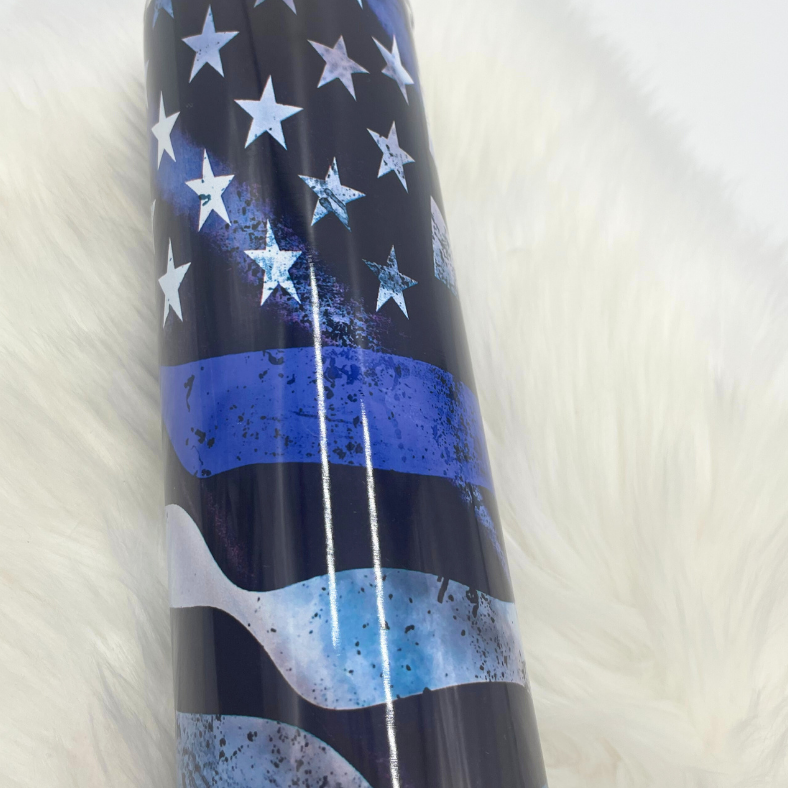 Blue Line Flowing Flag Tumbler
