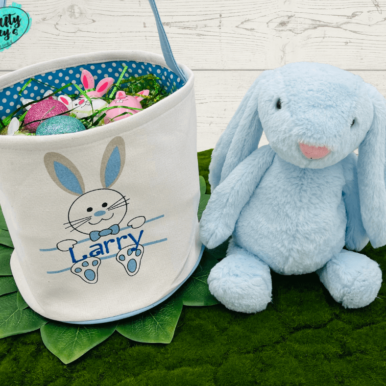 Blue Split Easter Bunny-Easter Basket-Personalized-Embroidered