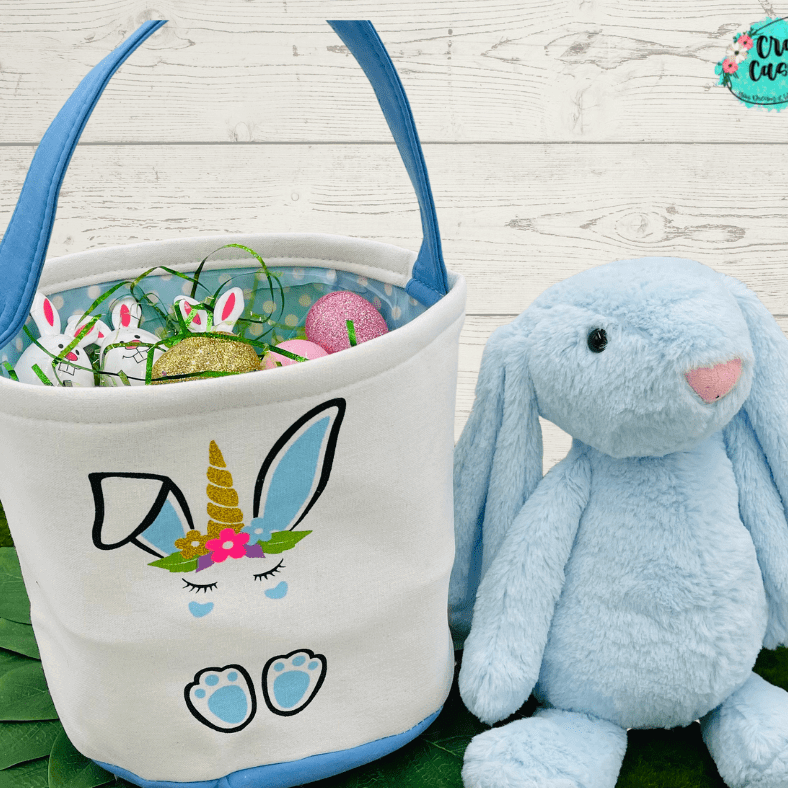 Blue Unicorn Bunny Easter Basket-Personalized-Embroidered