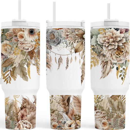 Bo Bo Ho Feathers 40 oz. Tumbler