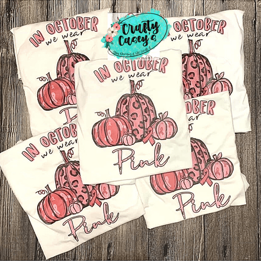 Breast Cancer Pumpkin Graphic Shirt awareness apparel design by Crafty Casey's