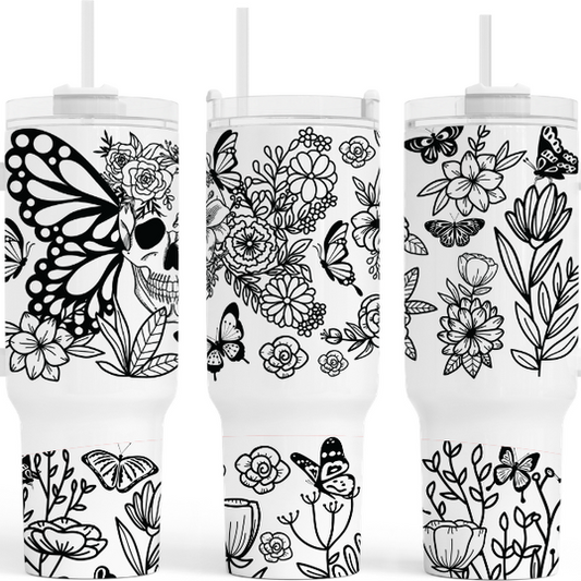 Butterfly Candy Skull 40 oz. Tumbler