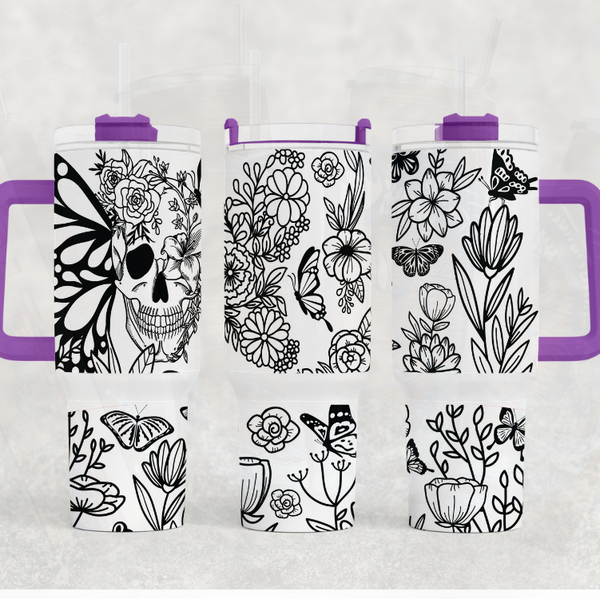 Butterfly Candy Skull 40 oz. Tumbler