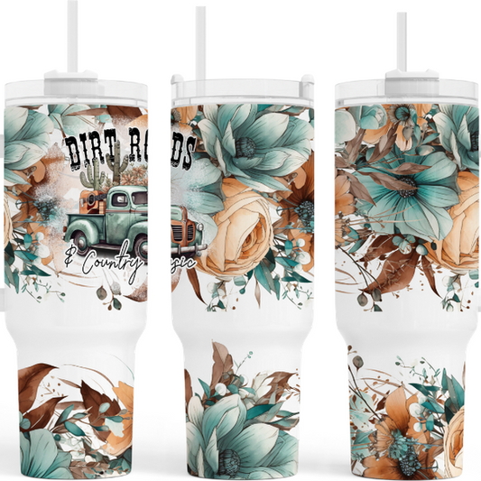 Country Dirt Road Floral 40 oz Tumbler