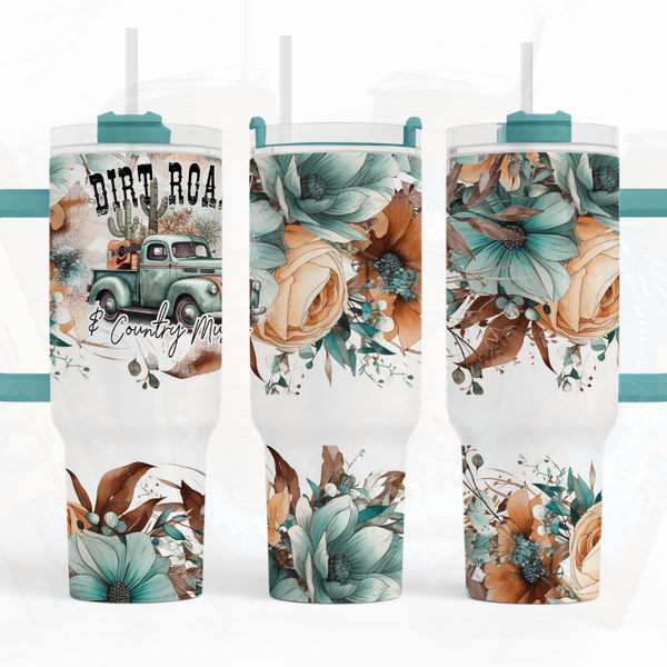 Country Dirt Road Floral 40 oz Tumbler