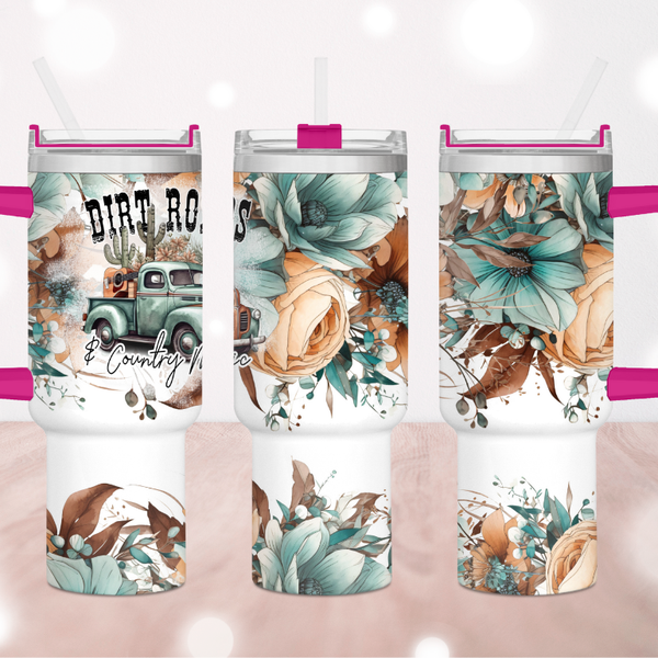 Country Dirt Road Floral 40 oz Tumbler
