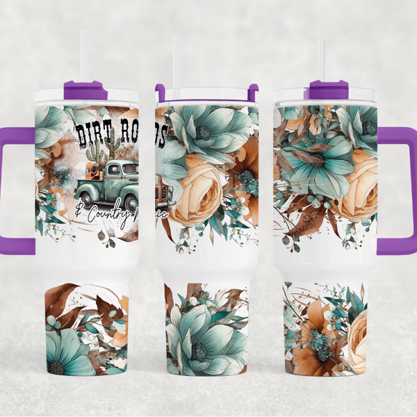 Country Dirt Road Floral 40 oz Tumbler