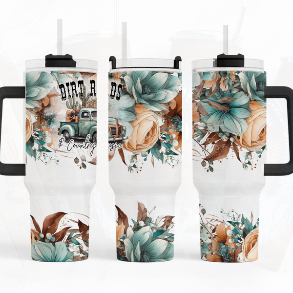 Country Dirt Road Floral 40 oz Tumbler