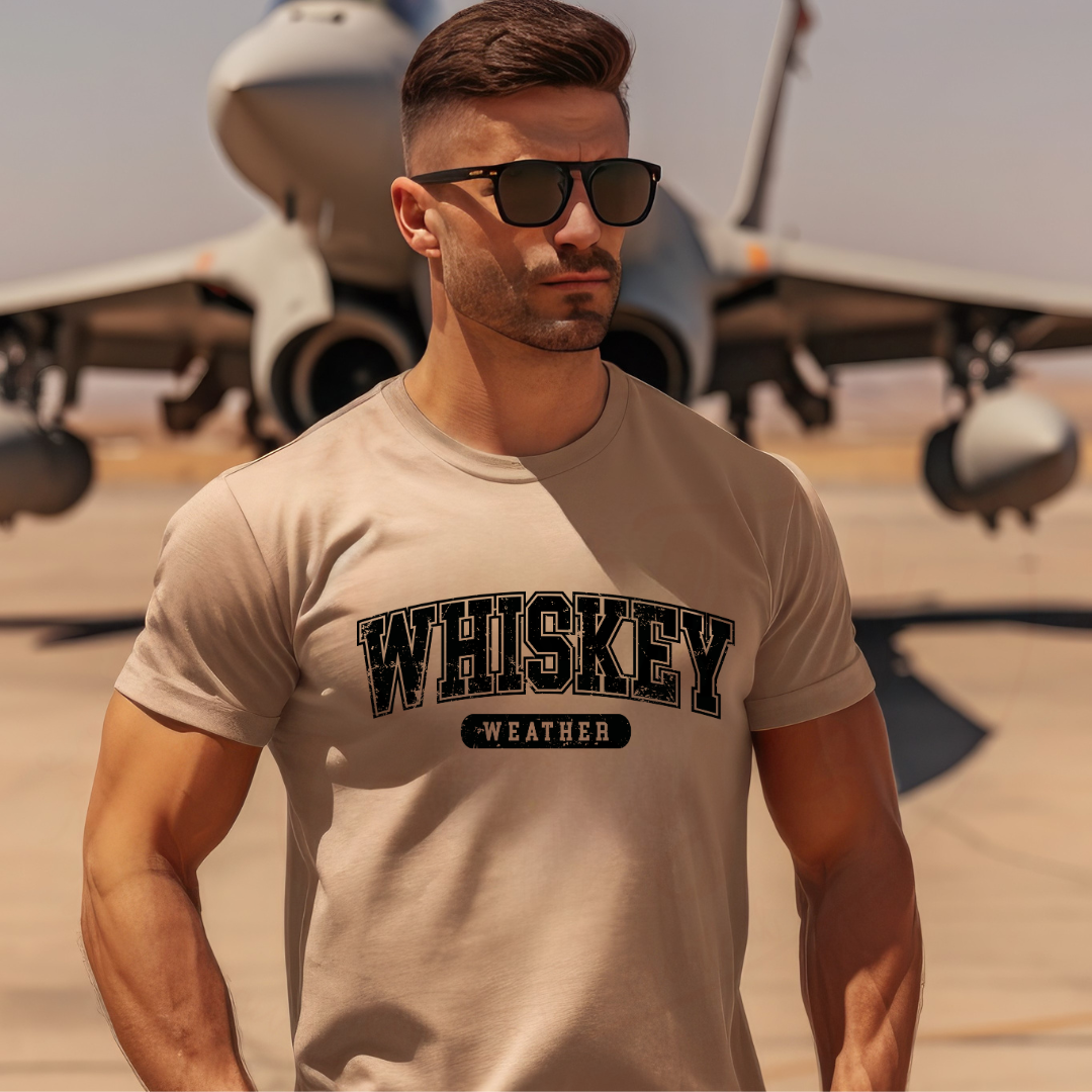 Distressed Whiskey Weather Tee, Crewneck, Hoodie