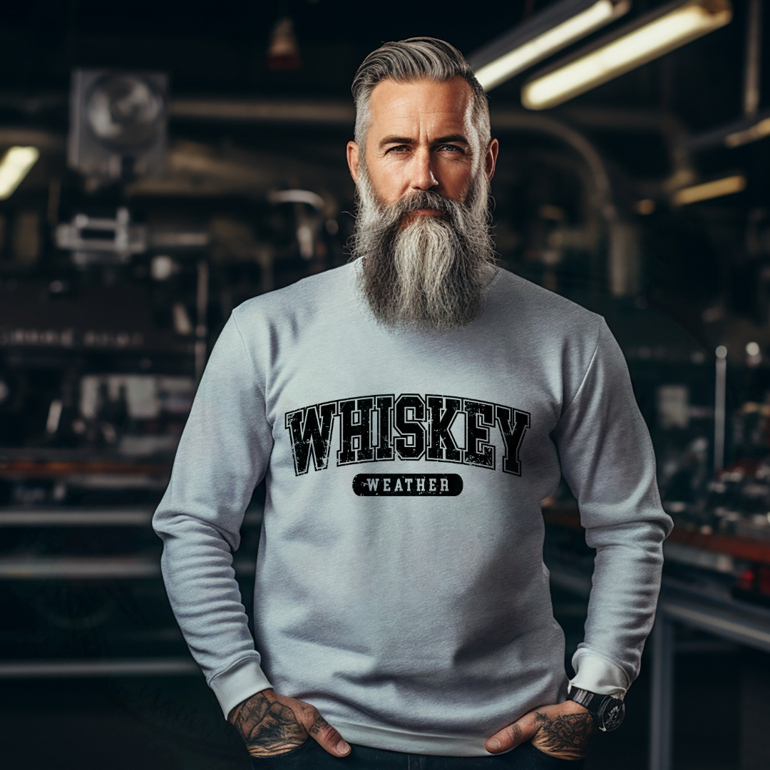 Distressed Whiskey Weather Tee, Crewneck, Hoodie