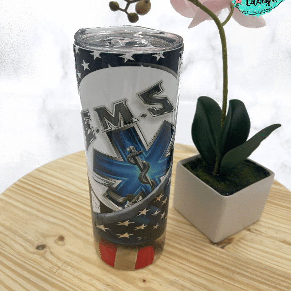 EMS U.S. Flag Hot & Cold Drink Tumbler Crafty Casey's