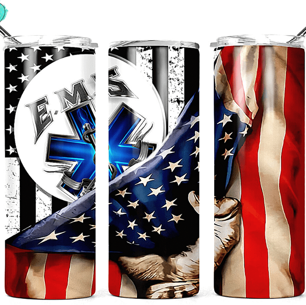 EMS U.S. Flag Hot & Cold Drink Tumbler Crafty Casey's