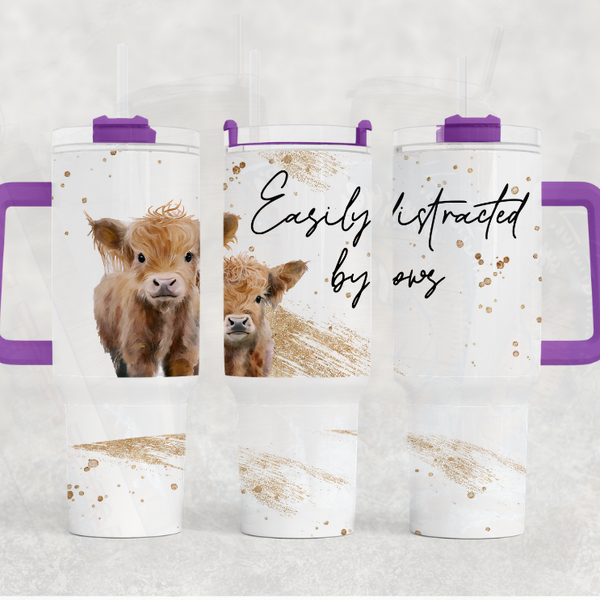 Easily Distracted Highland Cow 40 oz. Tumbler