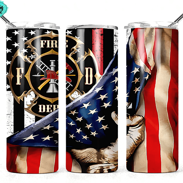 Fire Department U.S. Flag Drink Tumbler