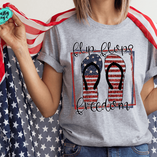 Flip Flops & Freedom Summer 4th Of July T-shirt