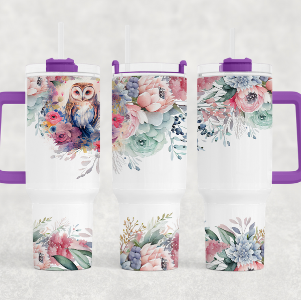 Floral Owl 40 oz. Tumbler