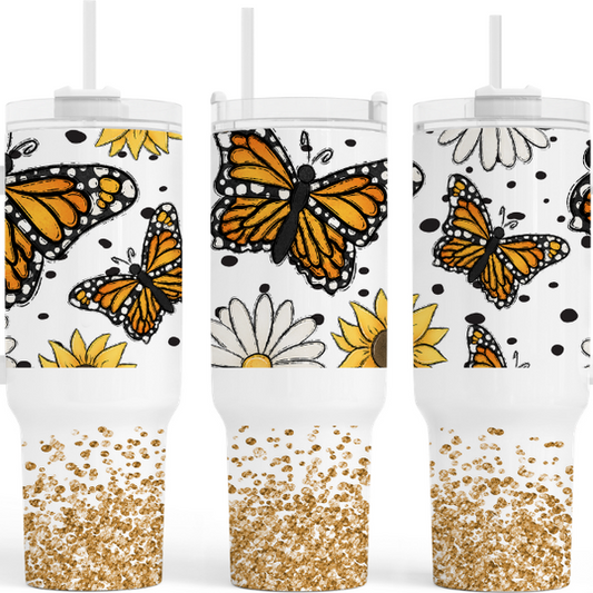 Glitter Butterflies 40 oz. Tumbler