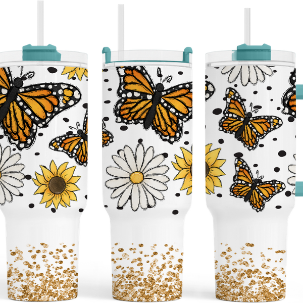 Glitter Butterflies 40 oz. Tumbler