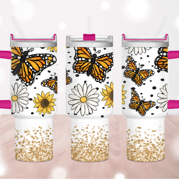 Glitter Butterflies 40 oz. Tumbler