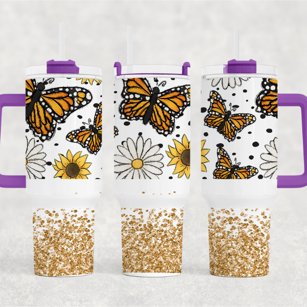 Glitter Butterflies 40 oz. Tumbler