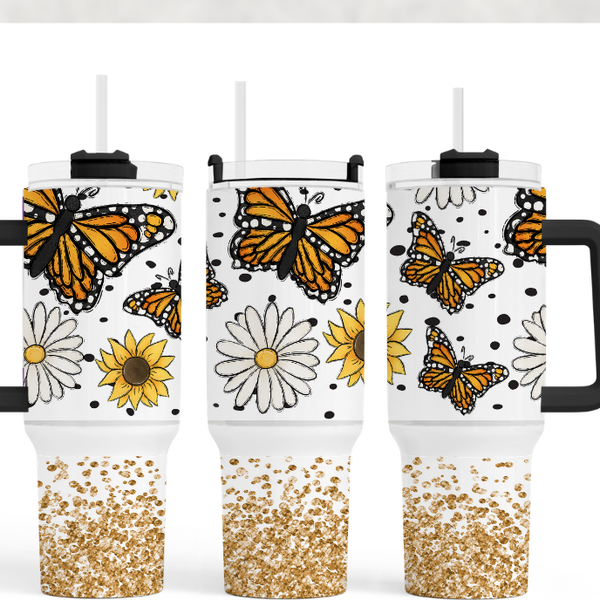 Glitter Butterflies 40 oz. Tumbler