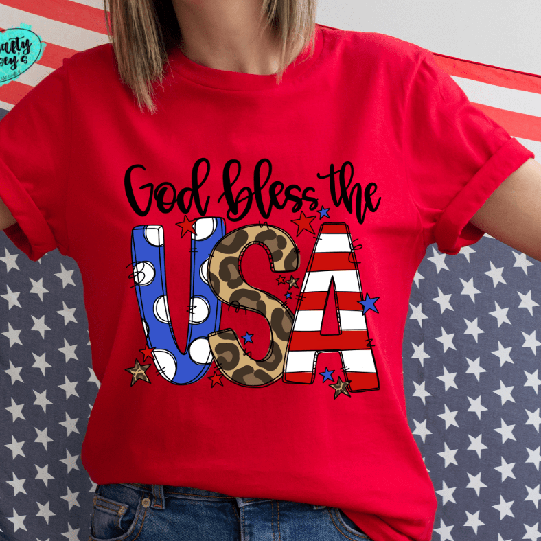 God Bless The USA-Colorful Leopard-Tee