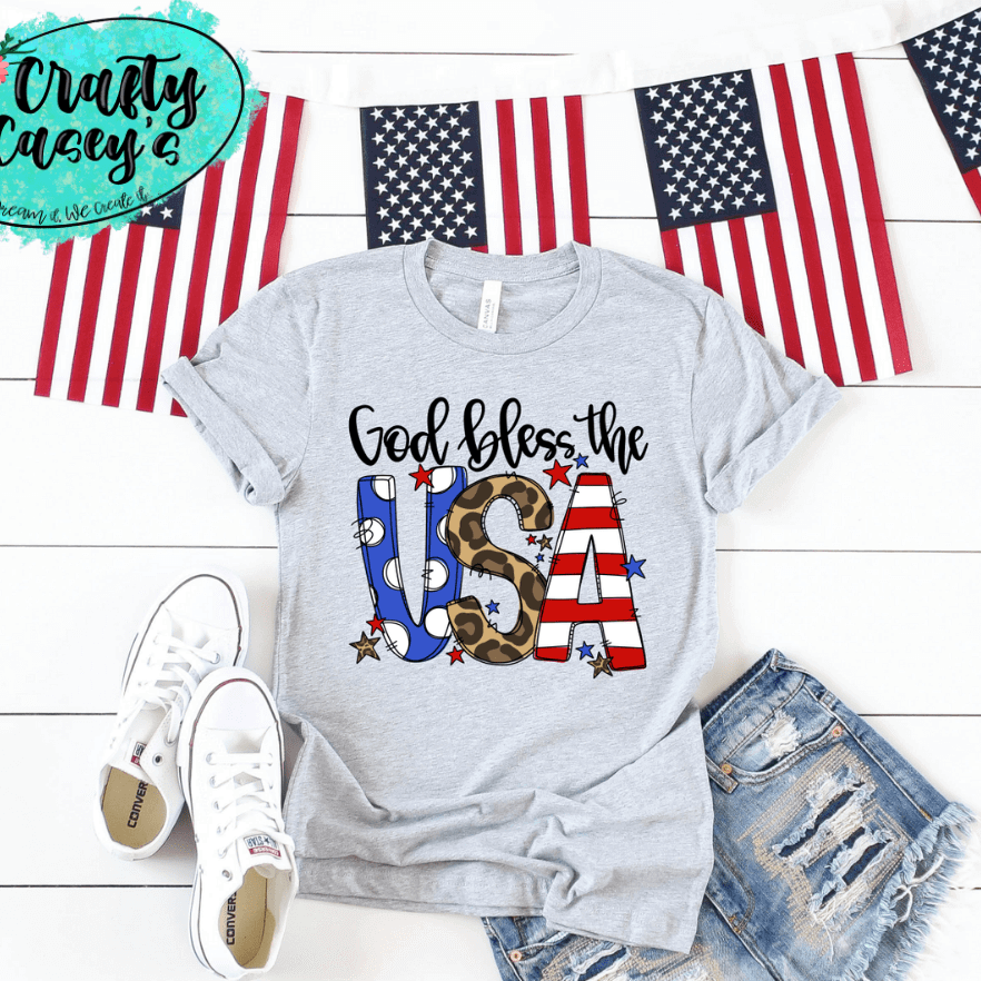 God Bless The USA-Colorful Leopard-Tee