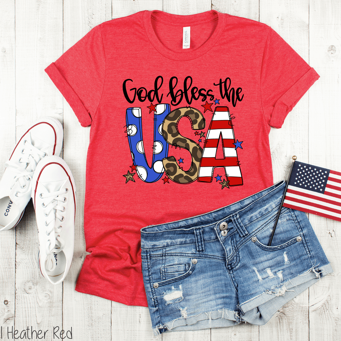 God Bless The USA-Colorful Leopard-Tee