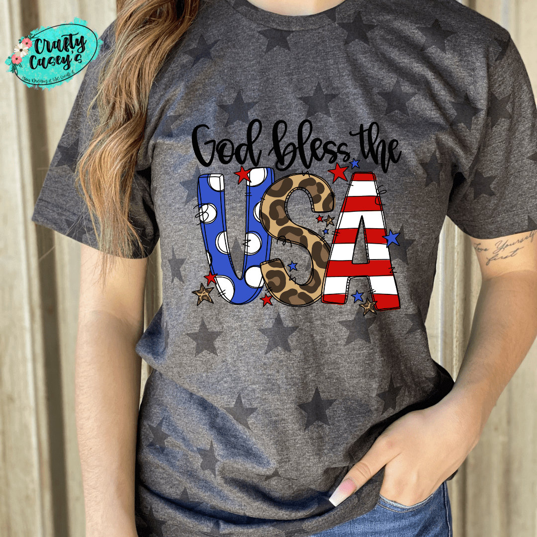 God Bless The USA-Colorful Leopard-Tee