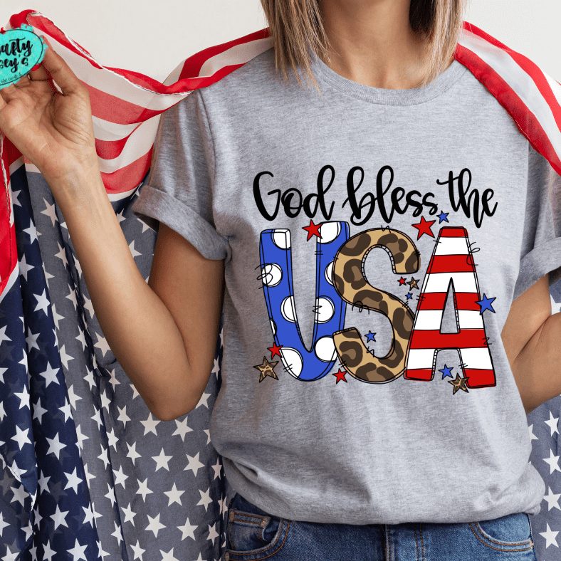 God Bless The USA-Colorful Leopard-Tee