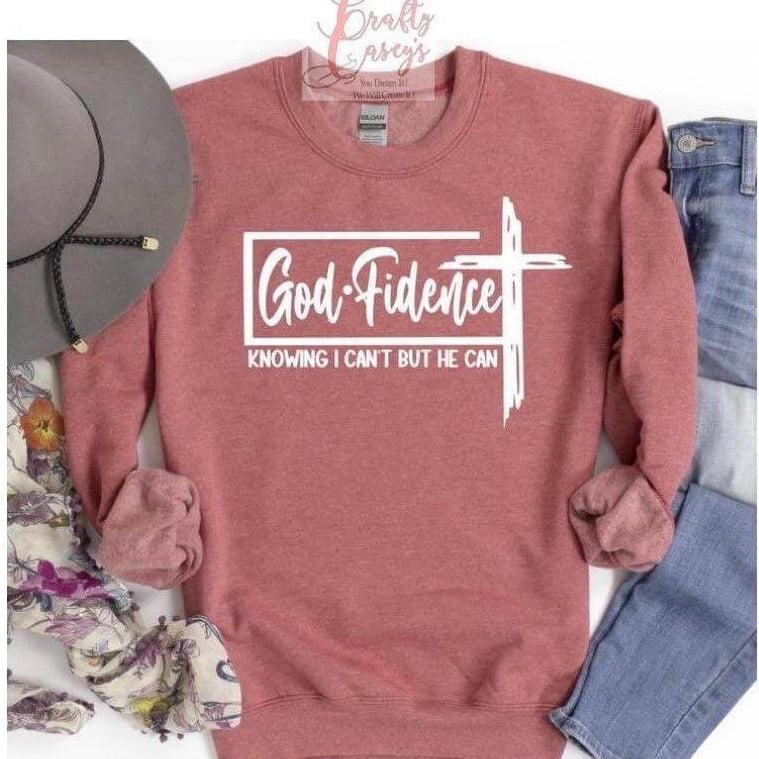 Crafty Casey's Spiritual Unisex Sweatshirt S / Maroon God+Fidence -Knowing I Can't But He Can Unisex Bella Canvas Sweatshirt