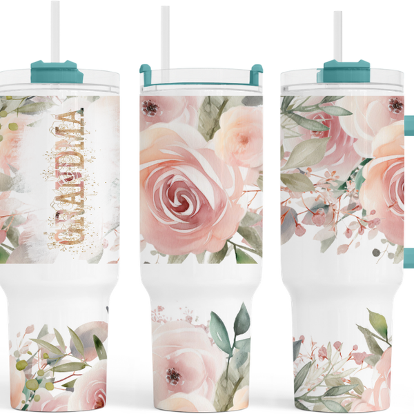 Grandma Pink Roses 40 oz Tumbler