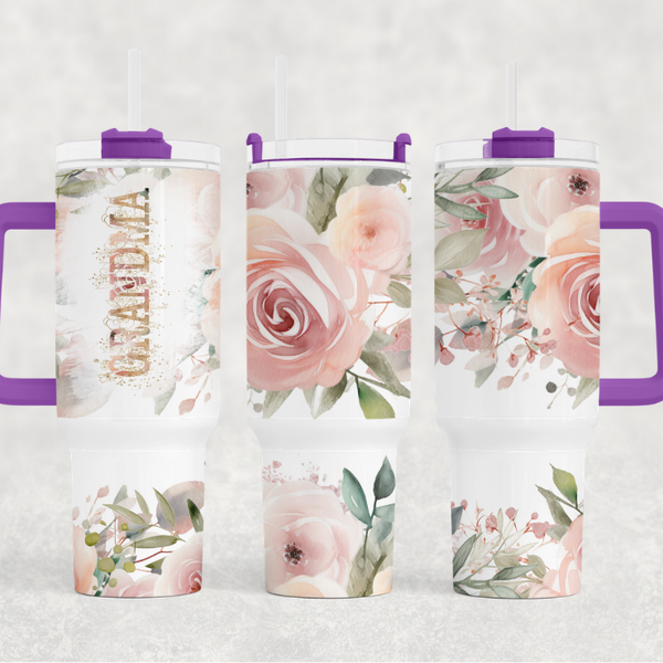 Grandma Pink Roses 40 oz Tumbler