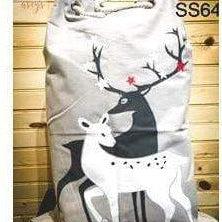 Gray Reindeer Santa-Sack-Personalized-Embroidered