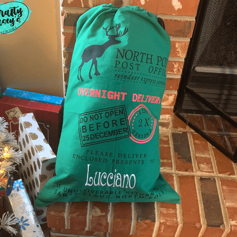 Crafty Casey's Christmas Santa Sacks 19x27 in. / Black / Adline Green North Pole Deer Special Delivery Santa Sack Personalized-Embroidered-Gift Bag