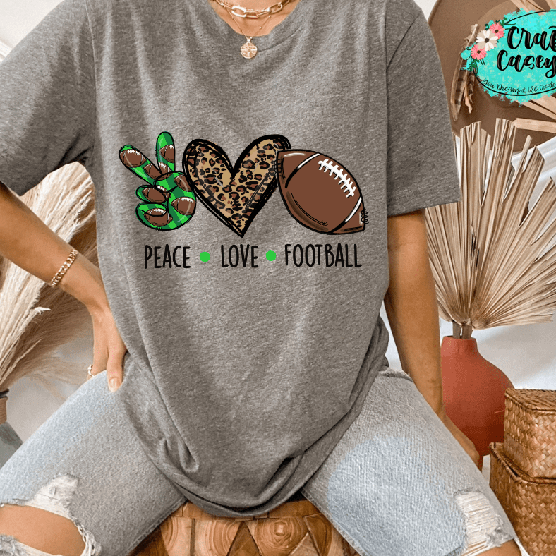 Green Peace Love Leopard Football Women's-Unisex T-shirt.