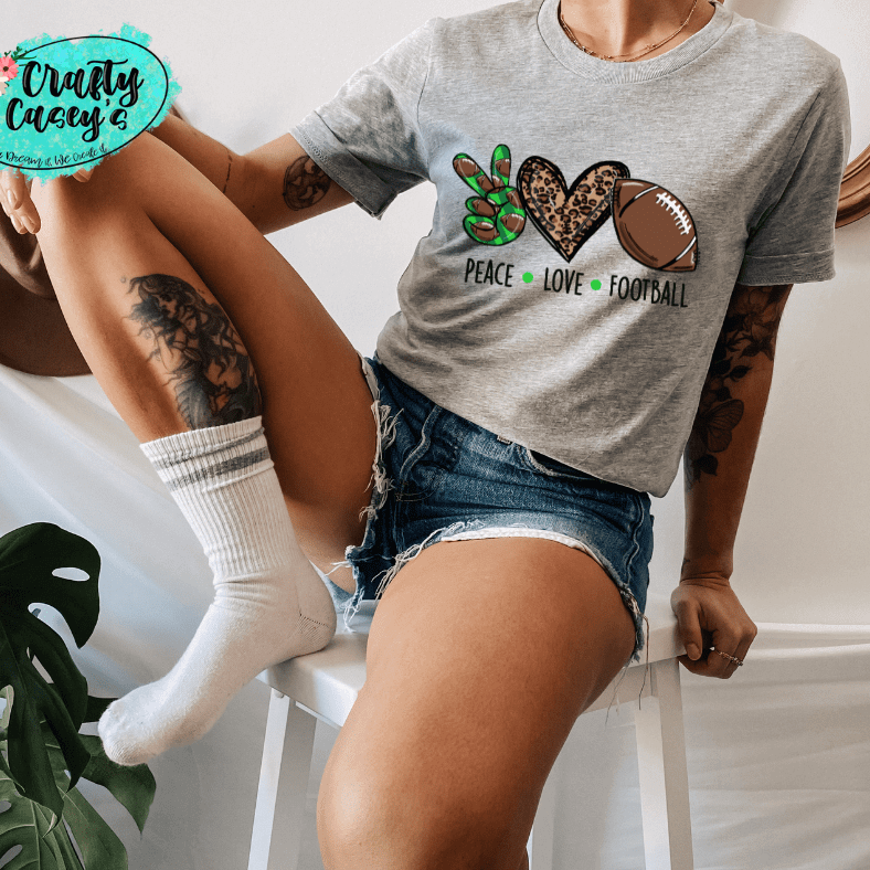 Green Peace Love Leopard Football Women's-Unisex T-shirt.